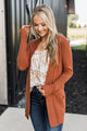 Feeling The Love Knit Cardigan- Orange Copper