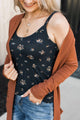 Delightful Life Floral Tank Top- Navy