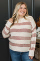 So Impressive Striped Knit Sweater- Ivory & Brick