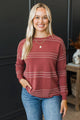All At Once Stitch Stripe Sweater- Marsala