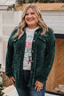 Cause For Applause Knit Button Top- Forest Green