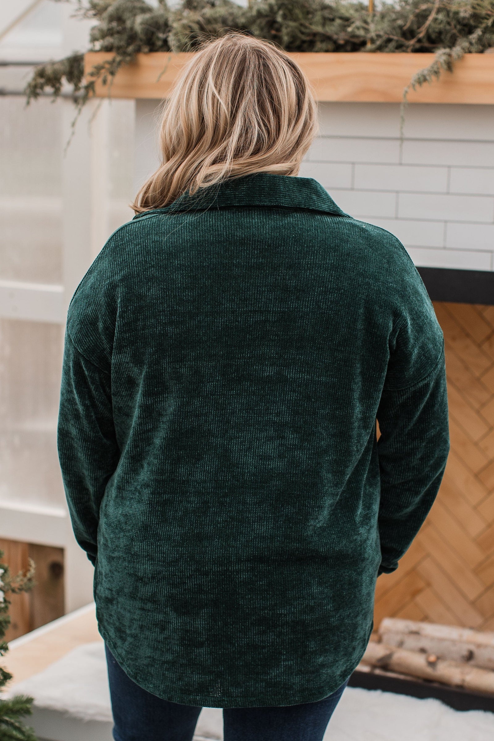 Cause For Applause Knit Button Top- Forest Green