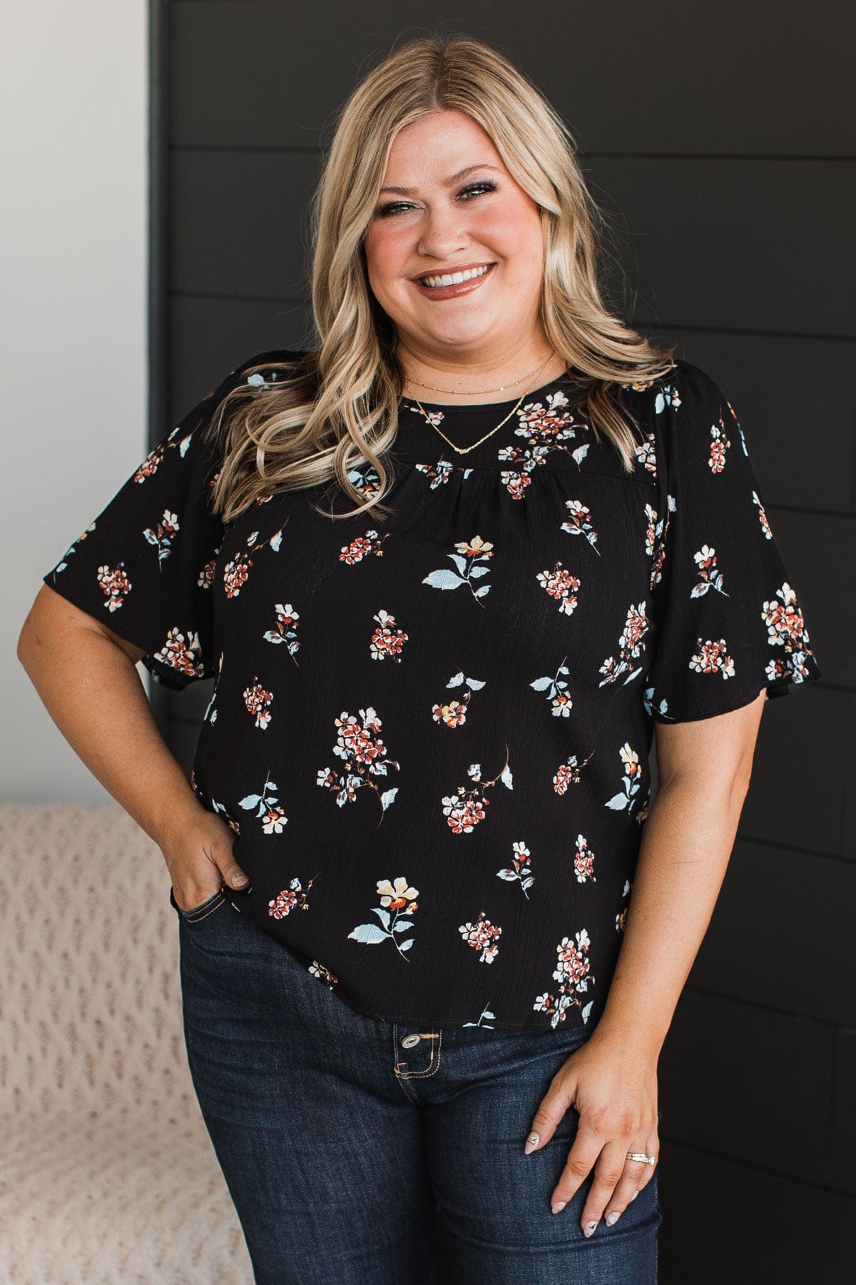Forever Special Floral Blouse- Black – The Pulse Boutique