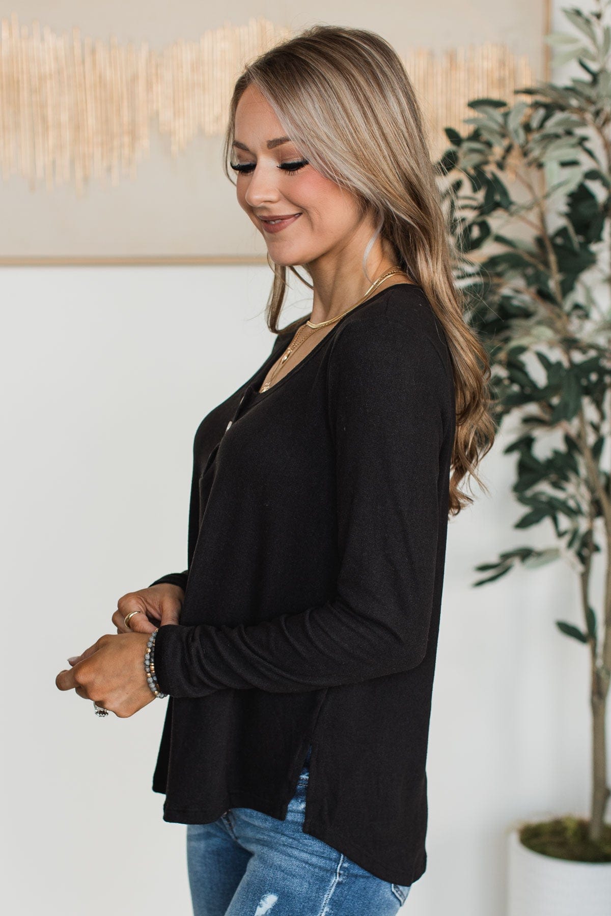 Nights Like These Knit Top- Black