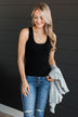 Worth A Shot Ribbed Knit Tank Top- Black