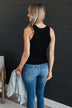 Worth A Shot Ribbed Knit Tank Top- Black