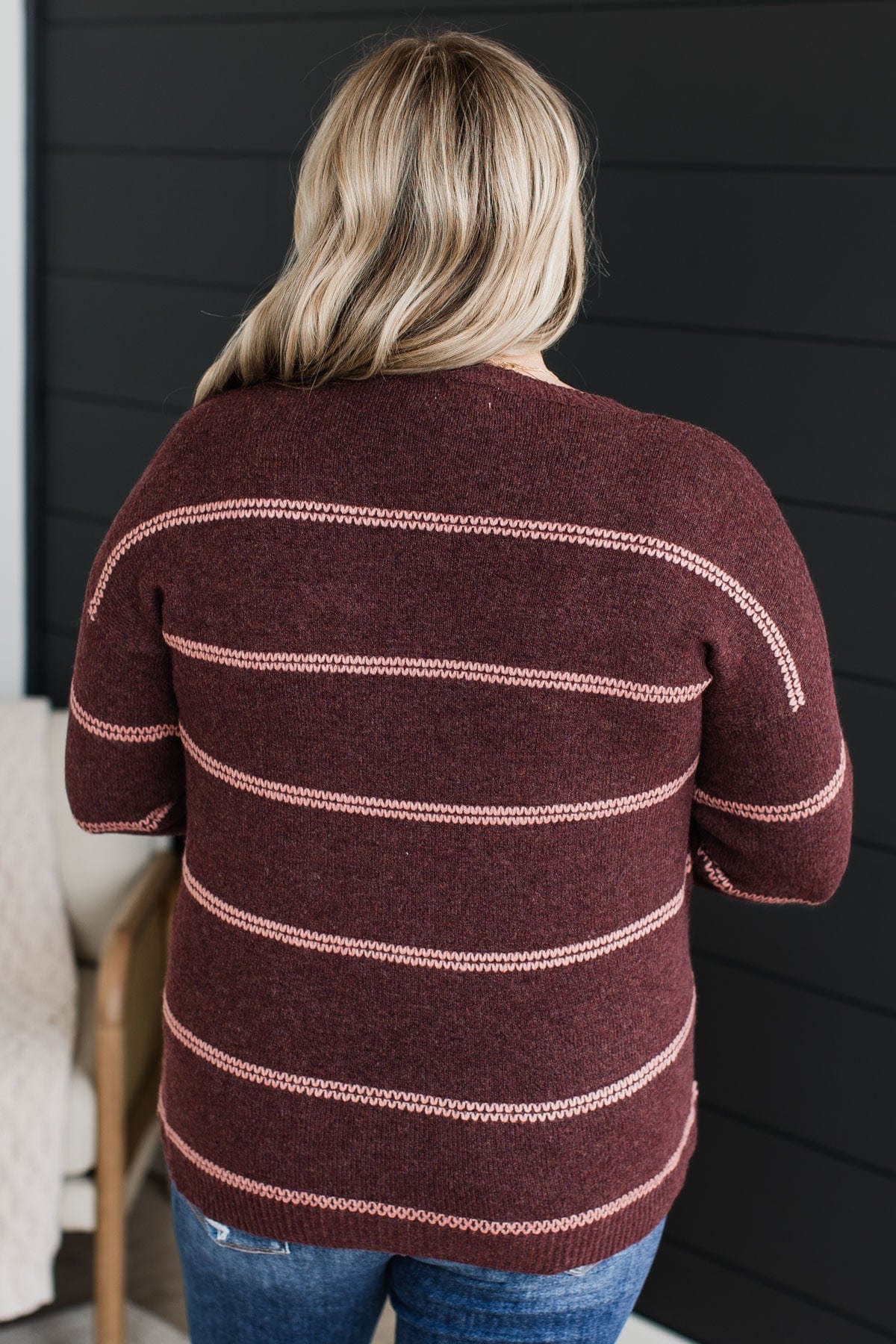 Admire You Striped Knit Sweater- Burgundy