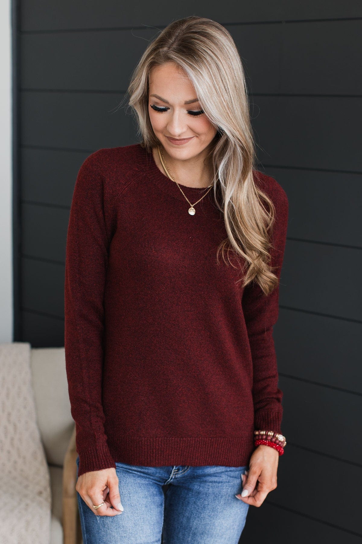 Only The Best Knit Sweater- Burgundy