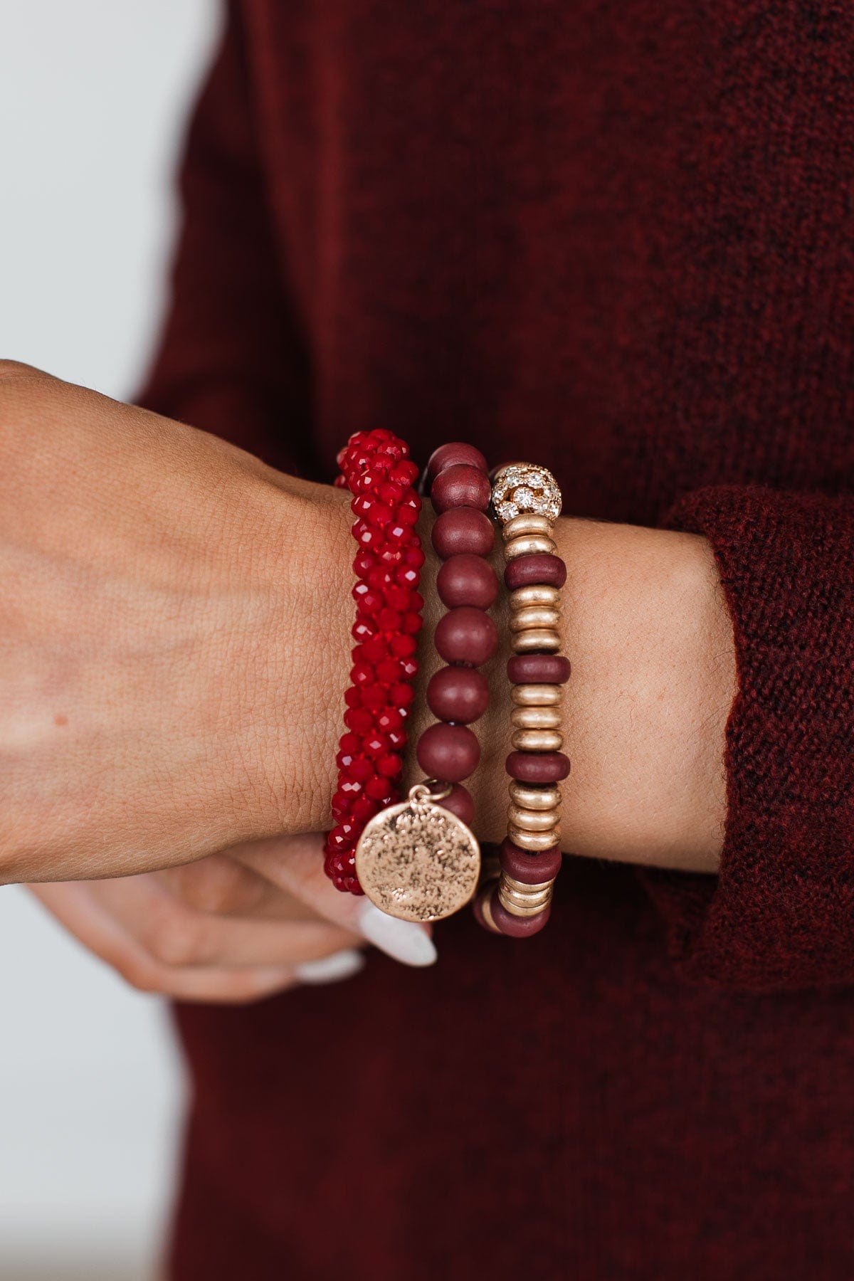 Showing Off Stackable Bracelet Set- Wine
