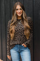 Untamed Heart Leopard Print Sweater- Dark Mocha