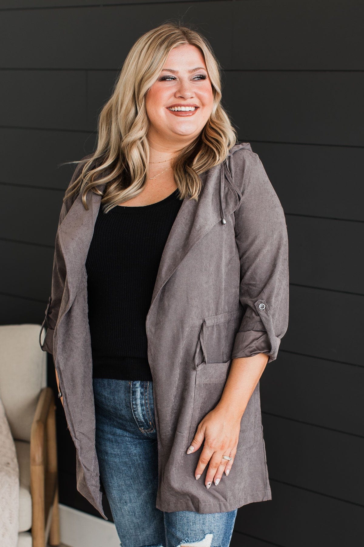 Go Getter Open Front Jacket- Charcoal – The Pulse Boutique