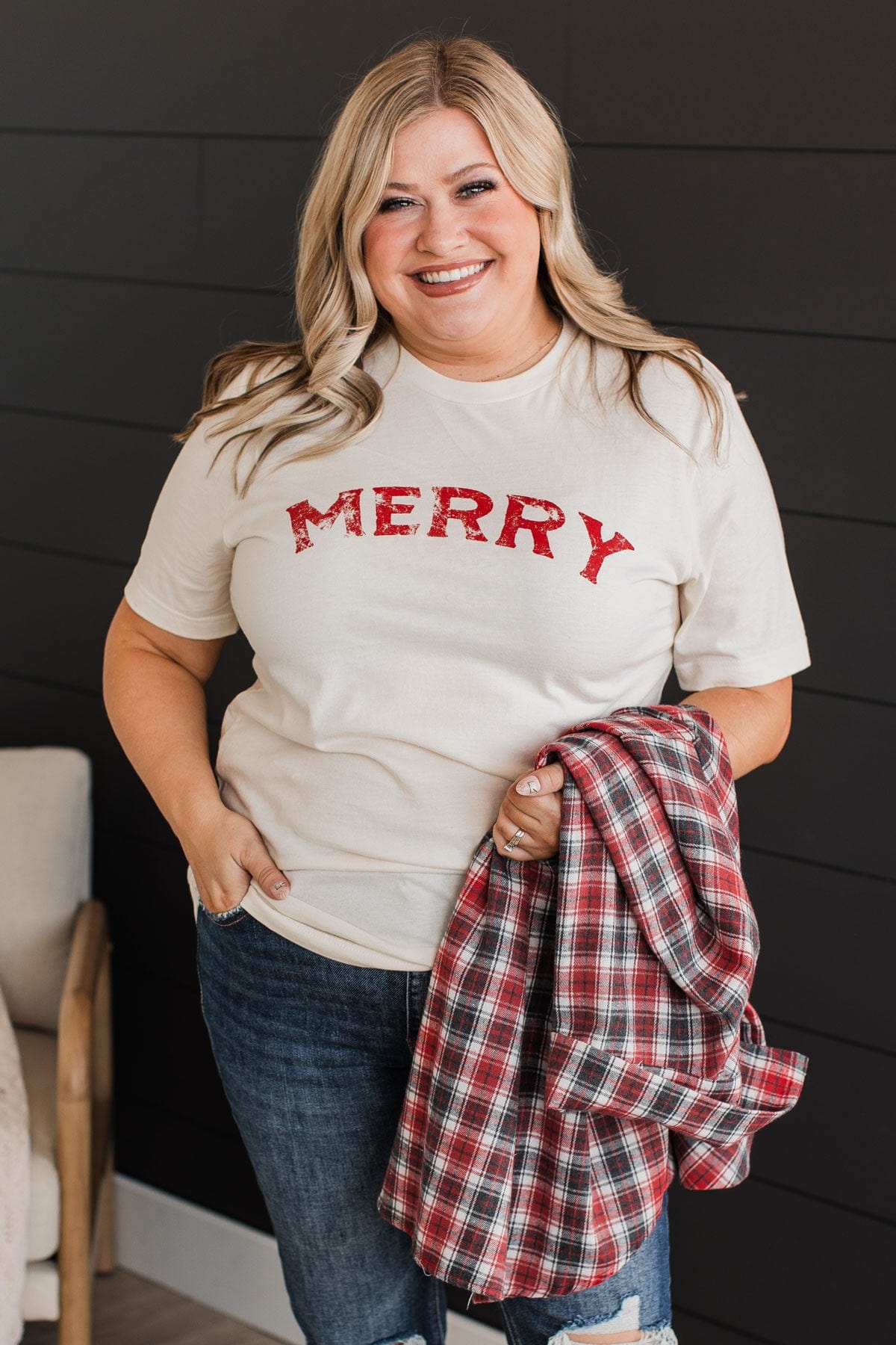 "Merry" Graphic Tee- Cream