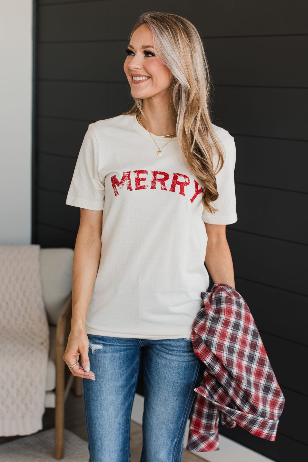 "Merry" Graphic Tee- Cream