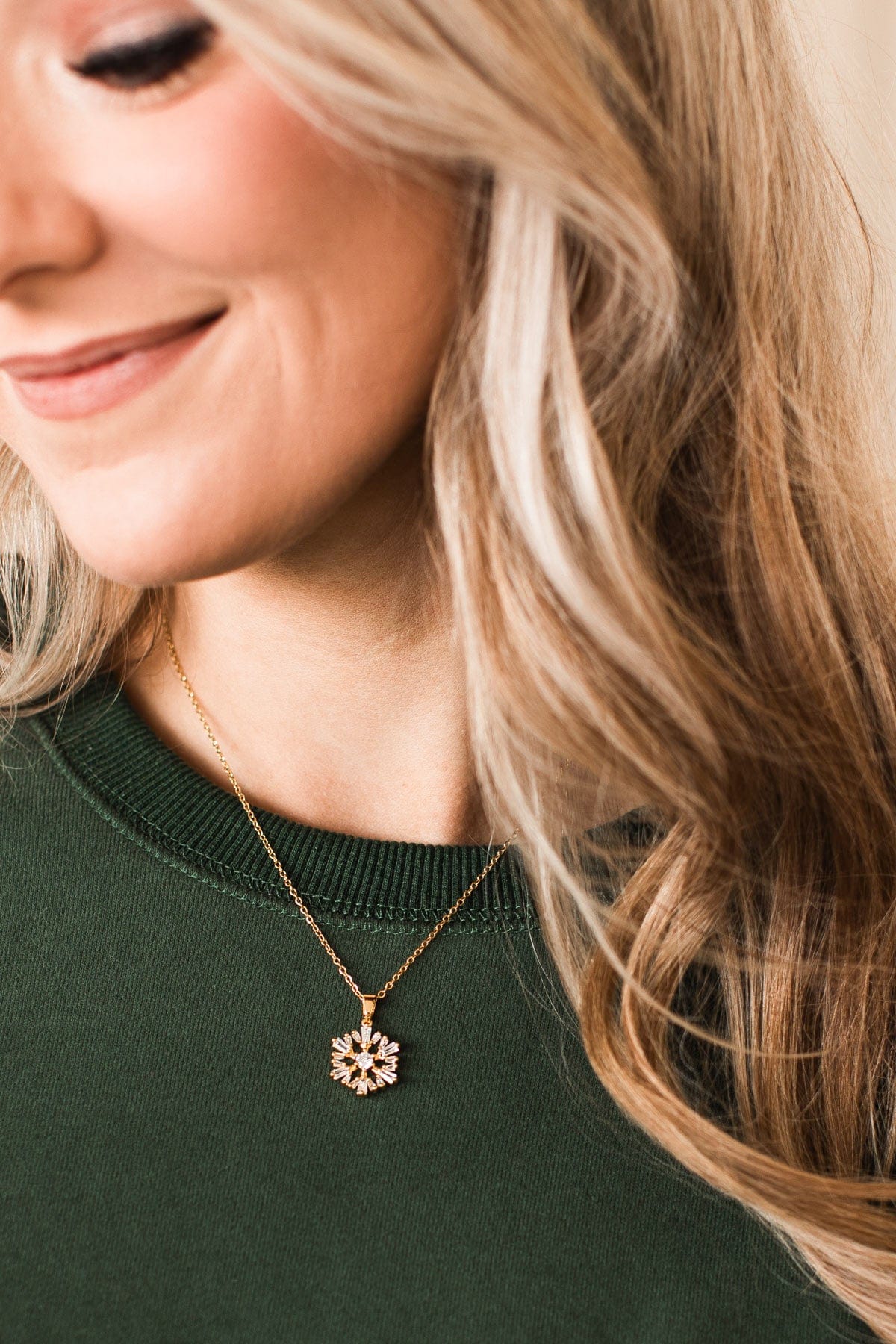 First Frost Snowflake Pendant Necklace- Gold