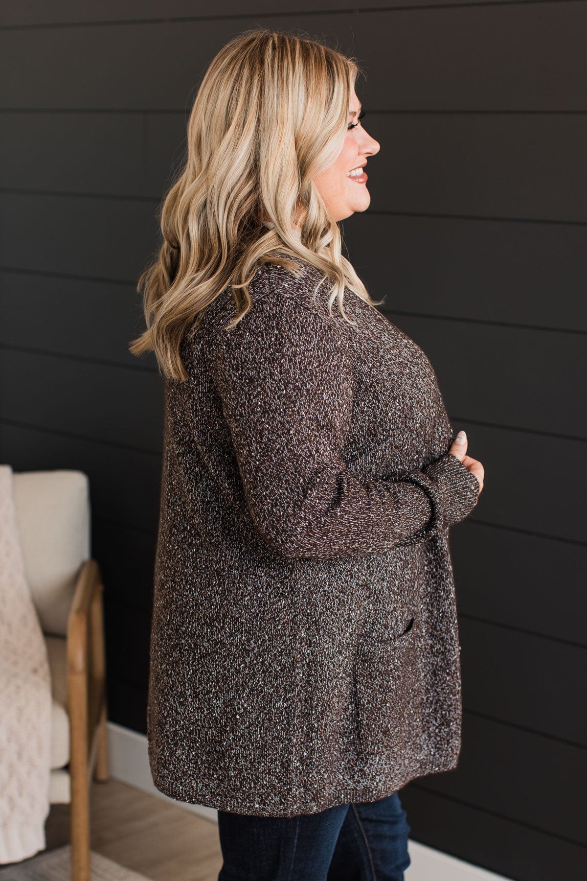 Props To You Sprinkle Knit Cardigan- Dark Brown