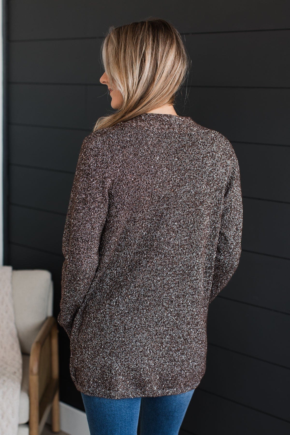 Props To You Sprinkle Knit Cardigan- Dark Brown