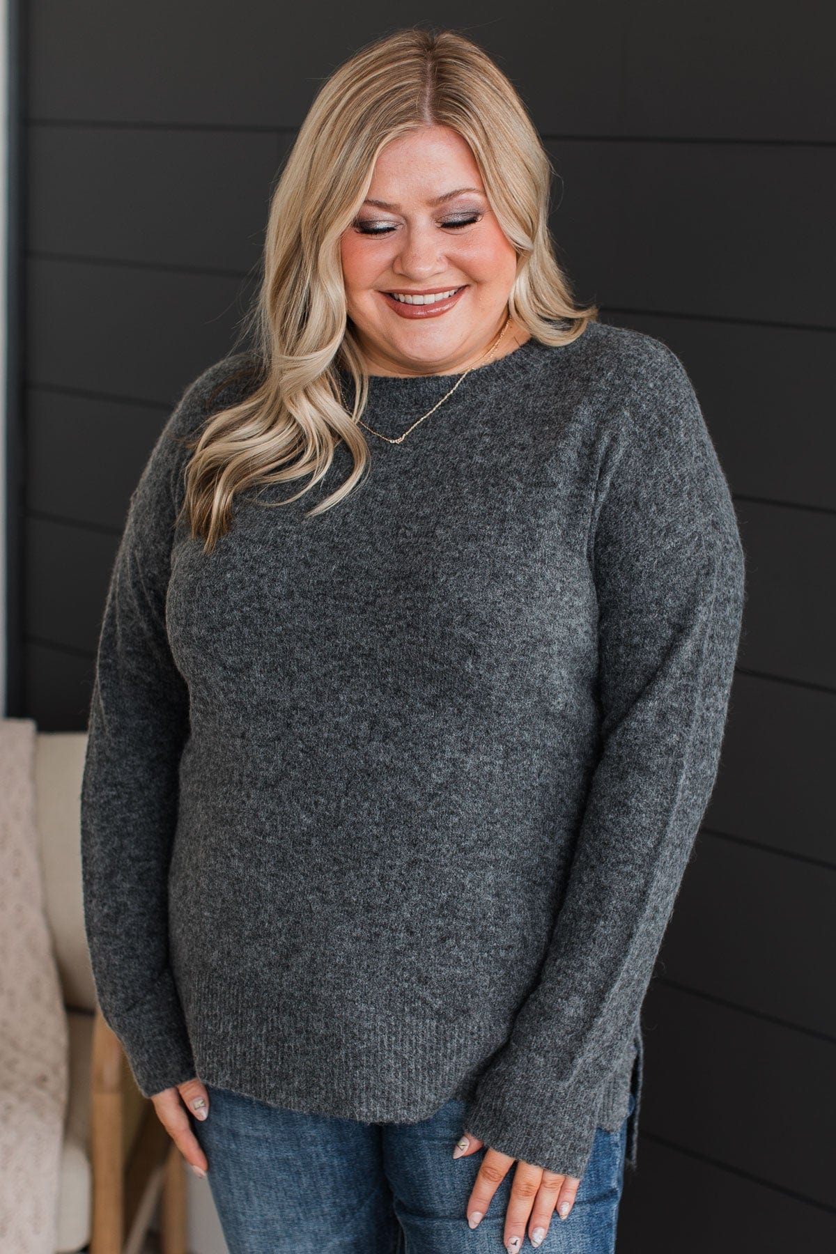 Sweet Harmony Knit Sweater- Charcoal