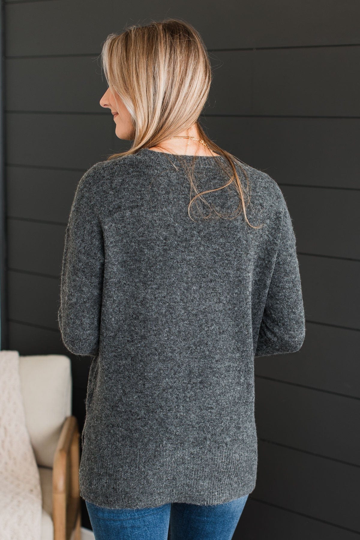 Sweet Harmony Knit Sweater- Charcoal