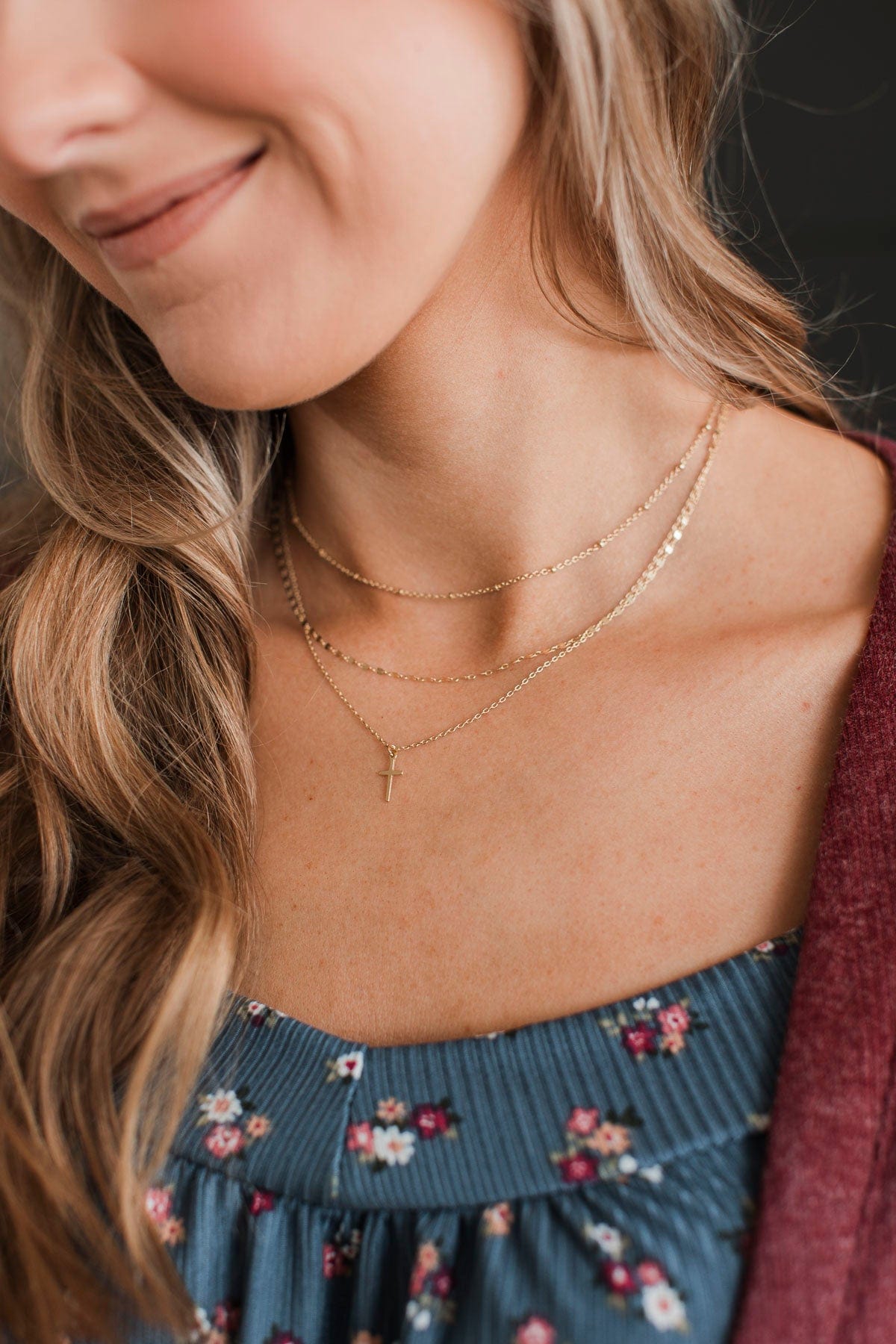Crossed Paths Layered Pendant Necklace- Gold