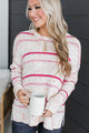 Stay Tuned Confetti Knit Sweater- Ivory & Pink