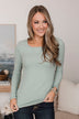 Love You Forever Knit Top- Blue Sage