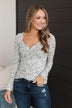 Feels Like Fate Floral Henley Top- Ivory & Blue