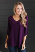 Getting Excited V-Neck Top- Plum