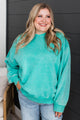 True Happiness Stone Wash Pullover- Mint Blue