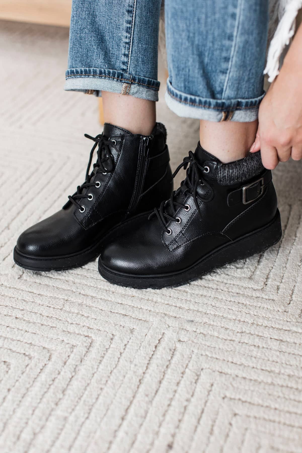 black wedge dress boots Blowfish Kinsley Wedge Booties- Black