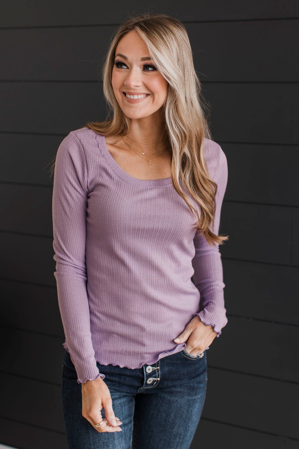 Feeling Elated Knit Top- Lavender