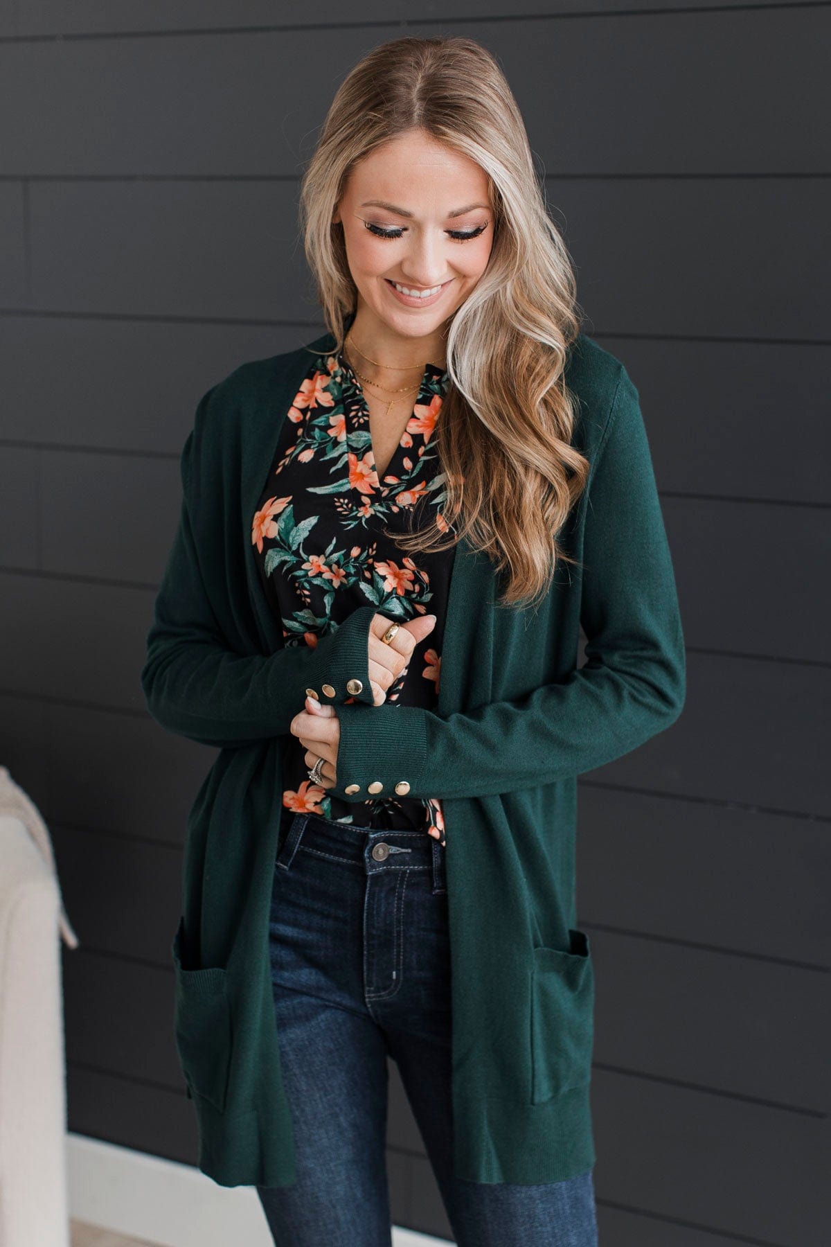 Always Impressive Knit Cardigan Hunter Green The Pulse Boutique