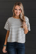 Easy Does It Striped Top- Ivory & Dark Navy