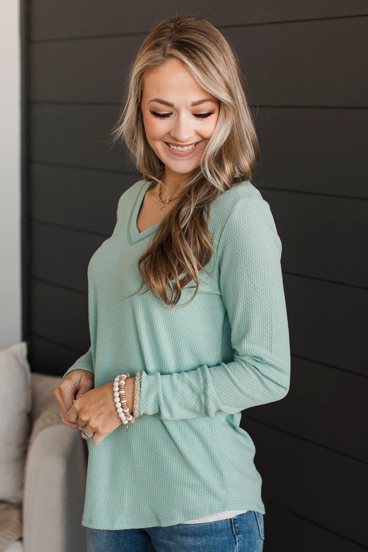 Know The Ropes V-Neck Top- Mint
