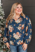 Lost In Thoughts Floral Blouse- Navy