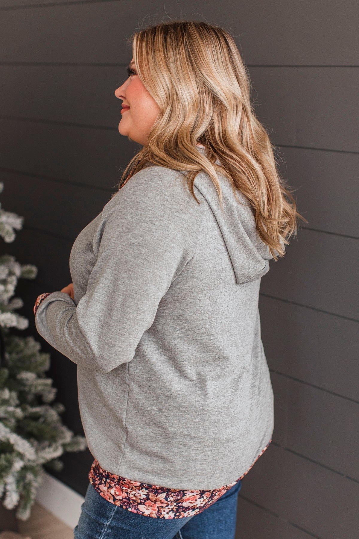 Sure To Impress Hooded Pullover Top- Heather Grey