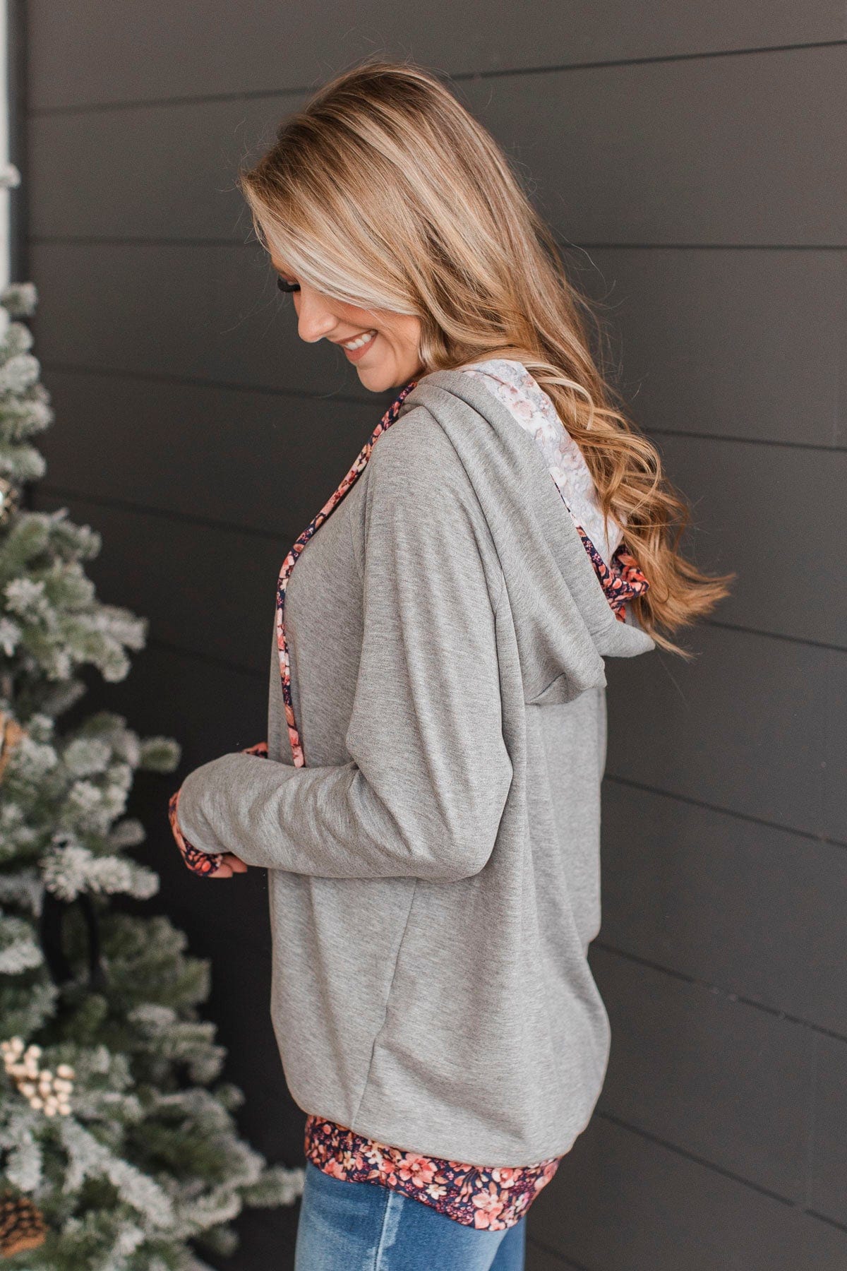 Sure To Impress Hooded Pullover Top- Heather Grey
