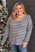 Look Within Striped Knit Top- Heather Grey & Navy