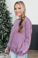 Simply Delightful Stone Wash Pullover- Light Plum