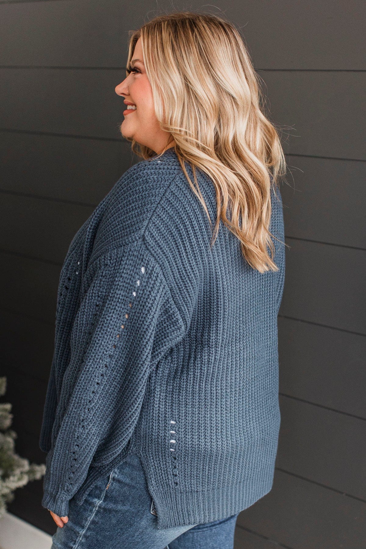 Best For You Thick Knit Cardigan- Midnight Blue