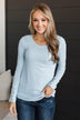 Dreams Of Forever Ribbed Top- Sky Blue