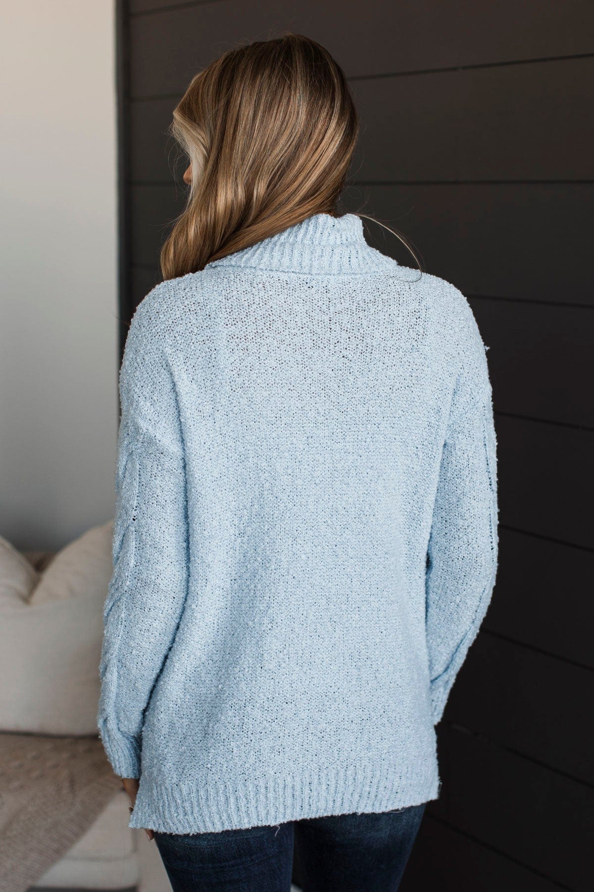 Going Somewhere Turtle Neck Sweater- Light Blue