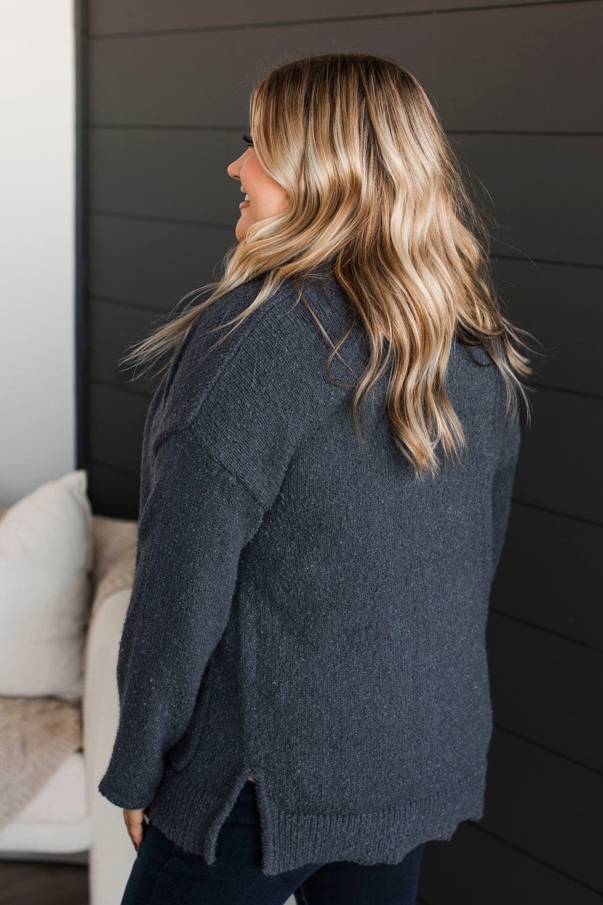 Just Like Old Times Knit Cardigan- Charcoal