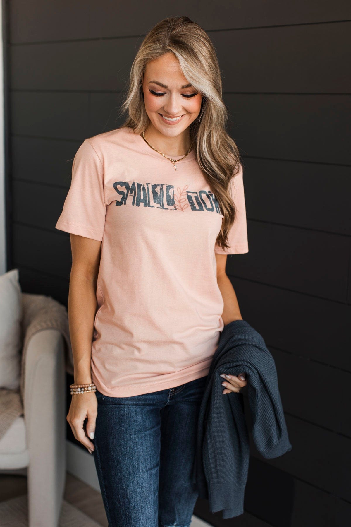 "Small Town" Graphic Tee- Dusty Peach