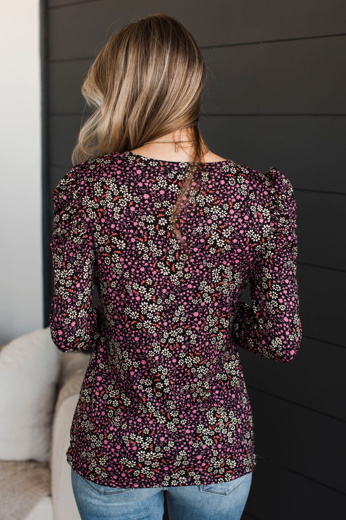 Here's To Forever Floral Top- Black