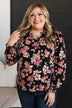Counting On You Floral Blouse- Black