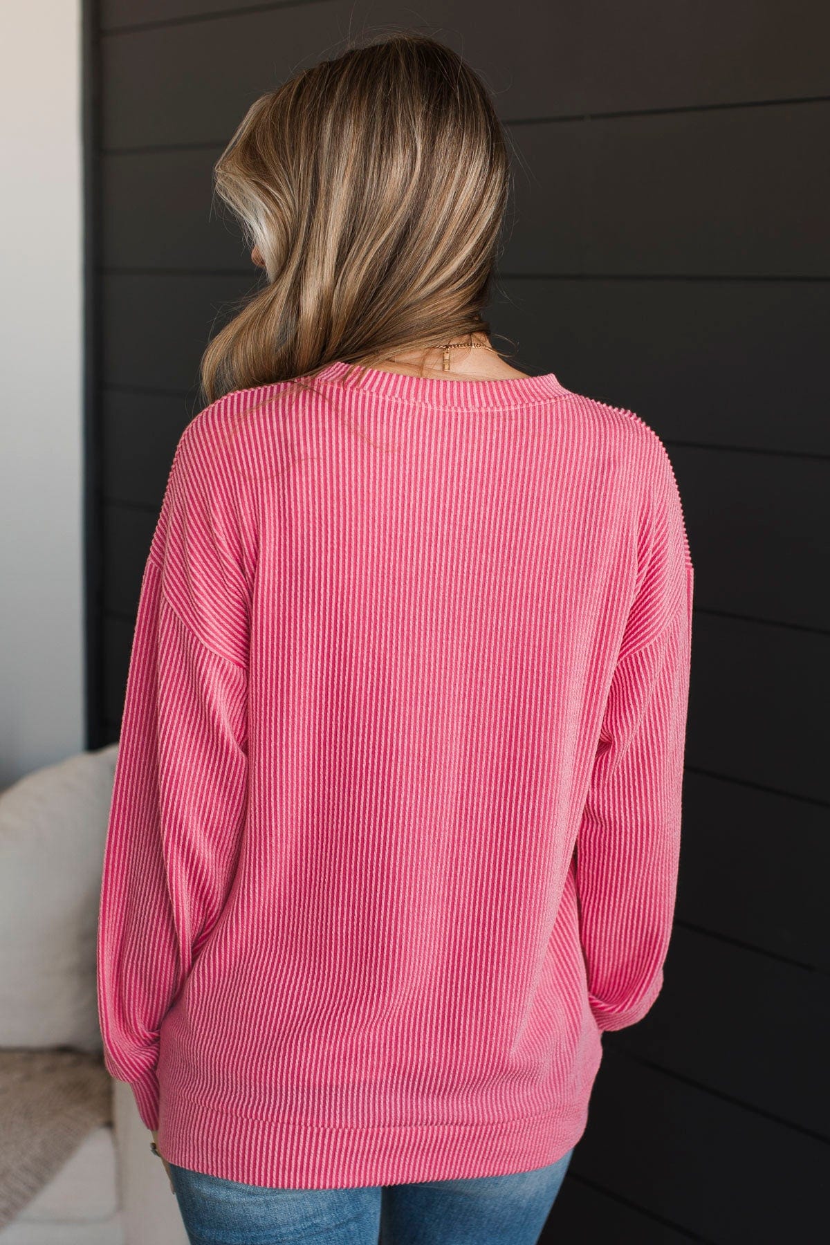 Keep Me In Mind Ribbed Knit Top- Pink