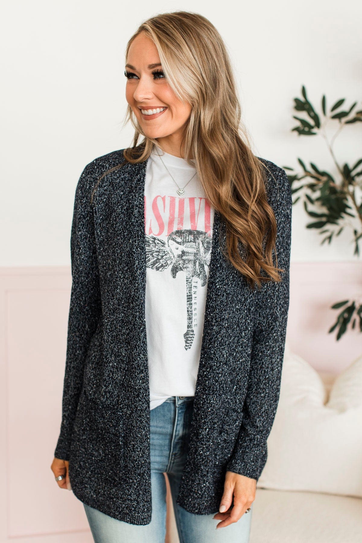Props To You Sprinkle Knit Cardigan- Dark Navy