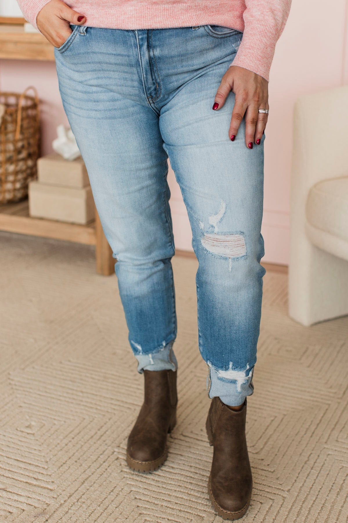 KanCan Cuffed Ankle Skinny Jeans- Davina Wash