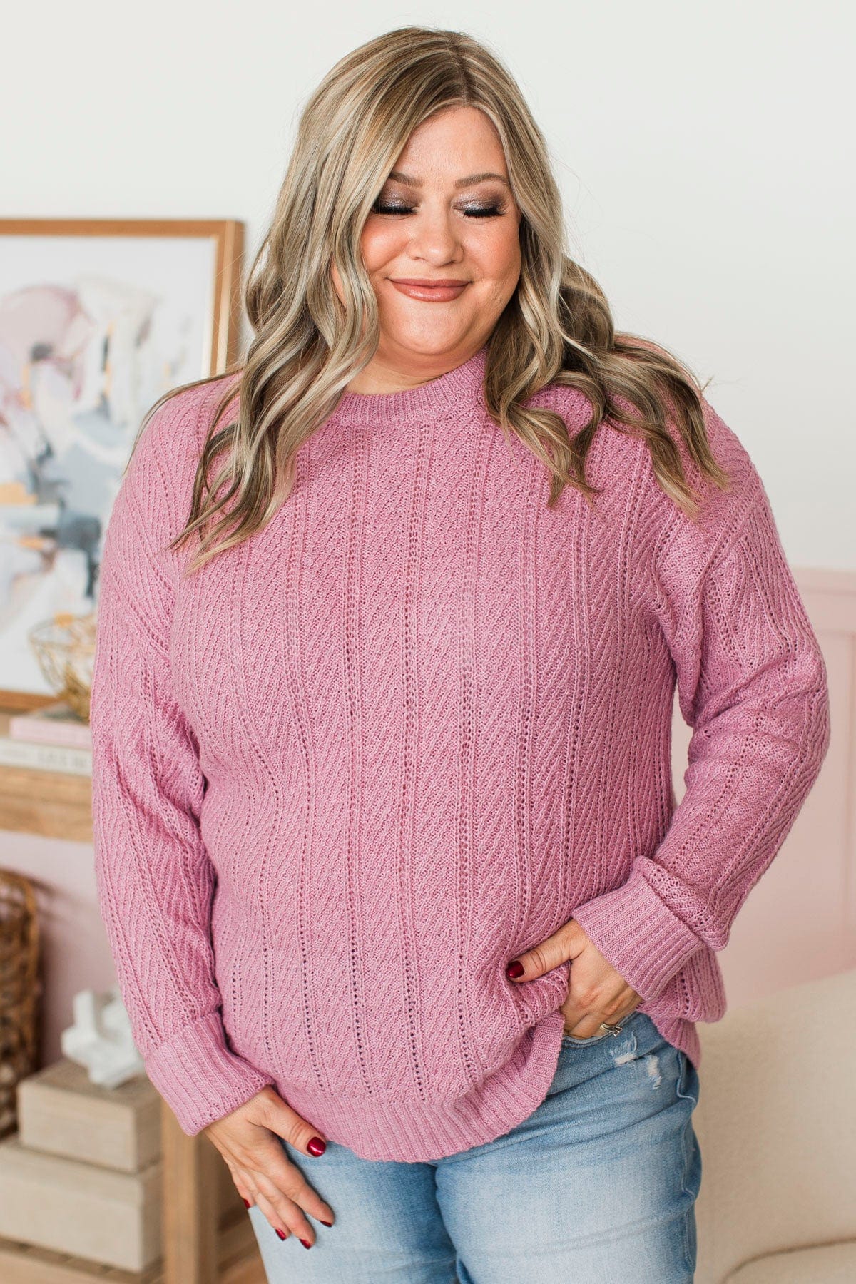Pique Your Interest Knit Sweater- Pink