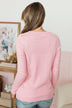 Sweet Kisses Striped Knit Sweater- Light Pink
